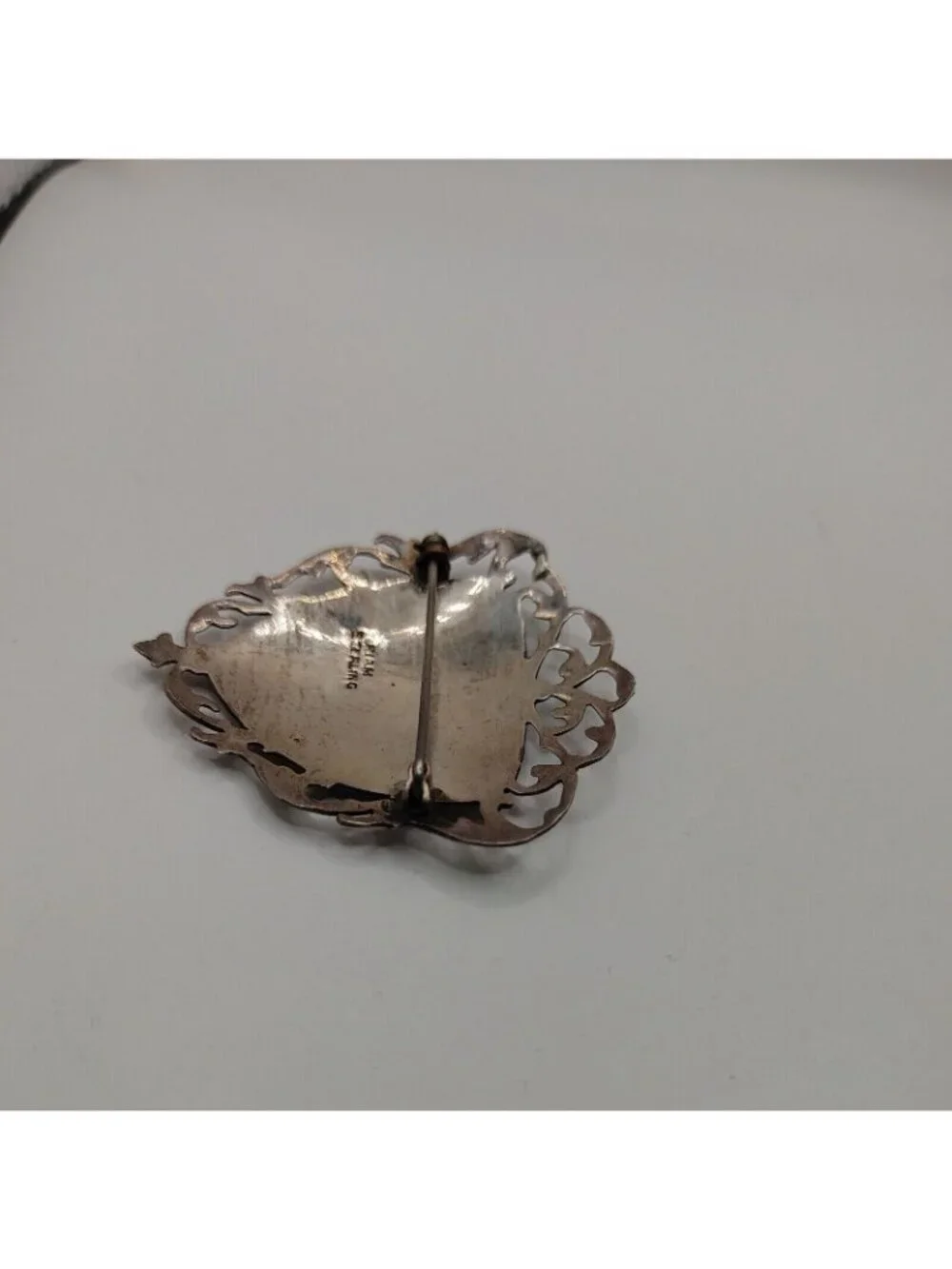 1930's brooch dancer Heart Open work Siam sterling Openwork